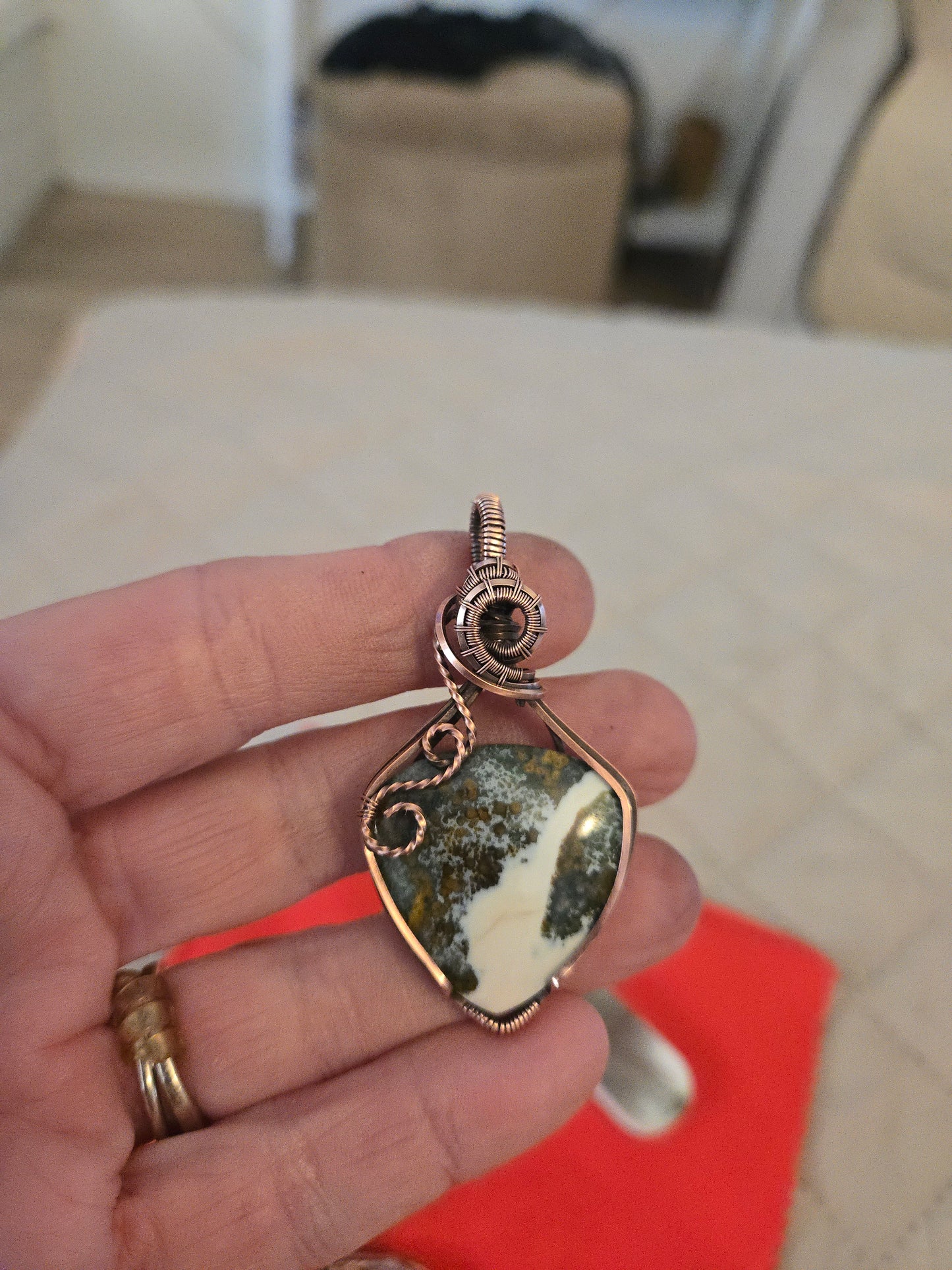 River Jasper in Antiqued Copper Wire