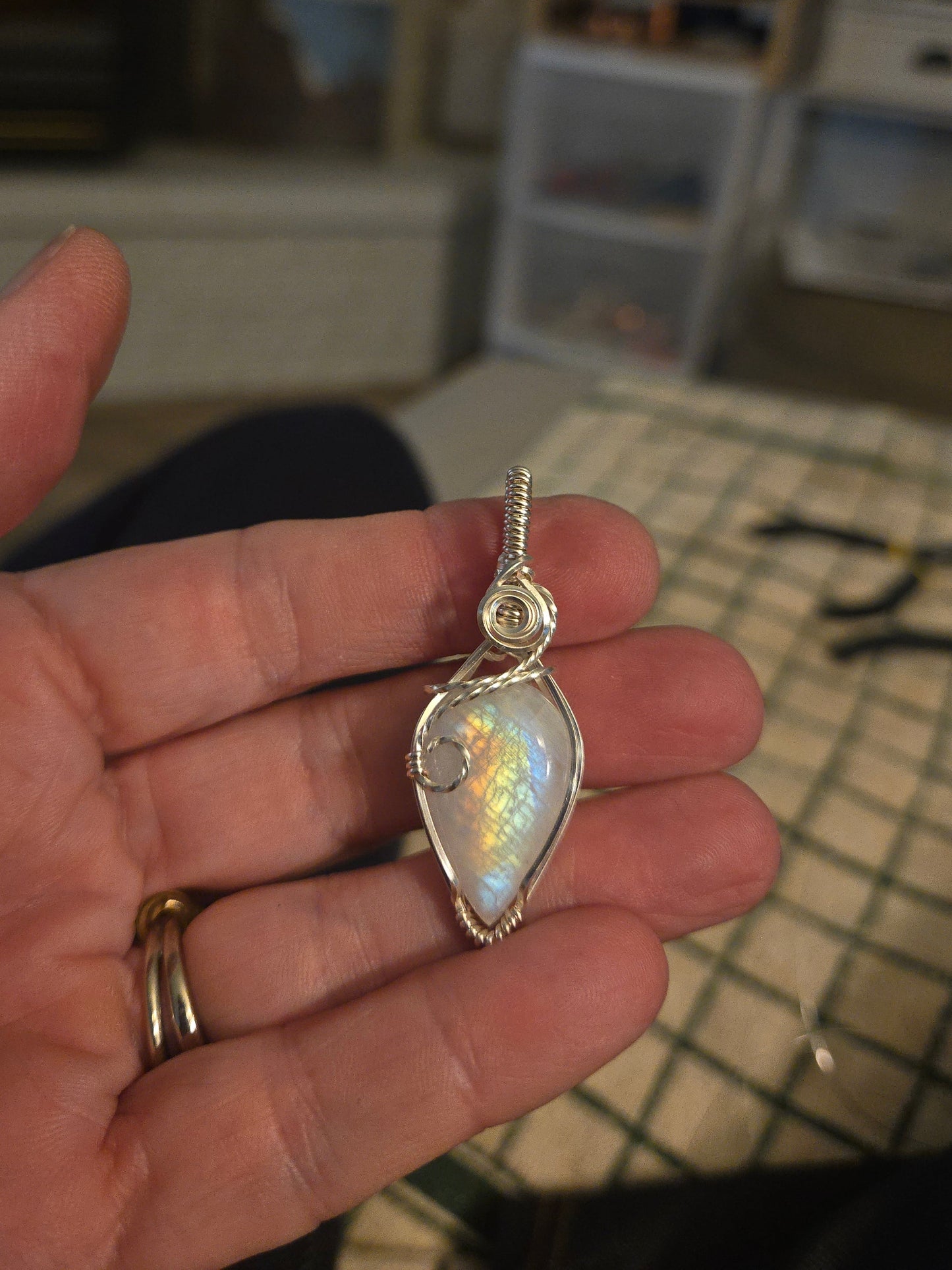 Moonstone in Silver Plated Wire