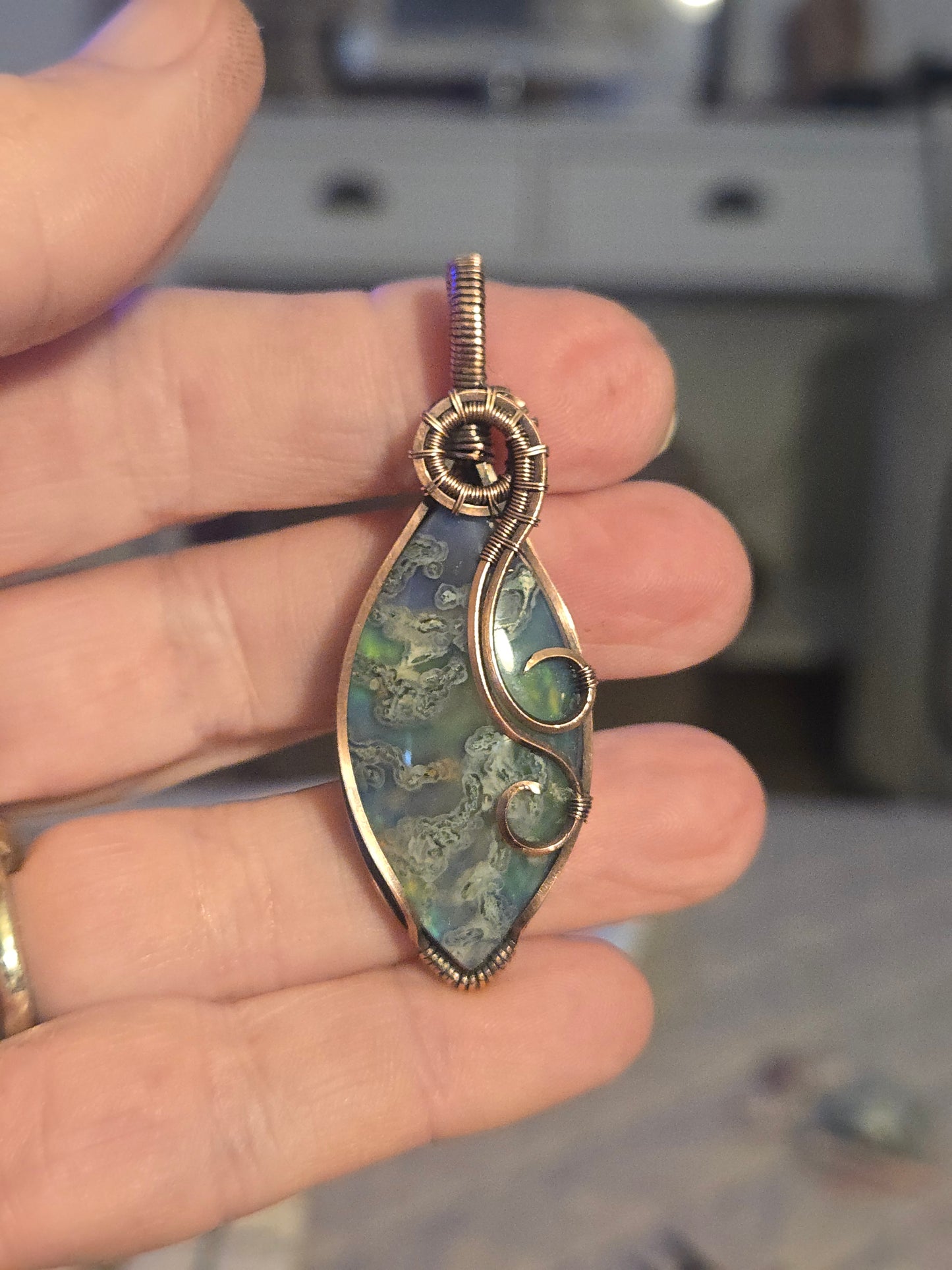 Marcasite Doublet in Antiqued Copper Wire
