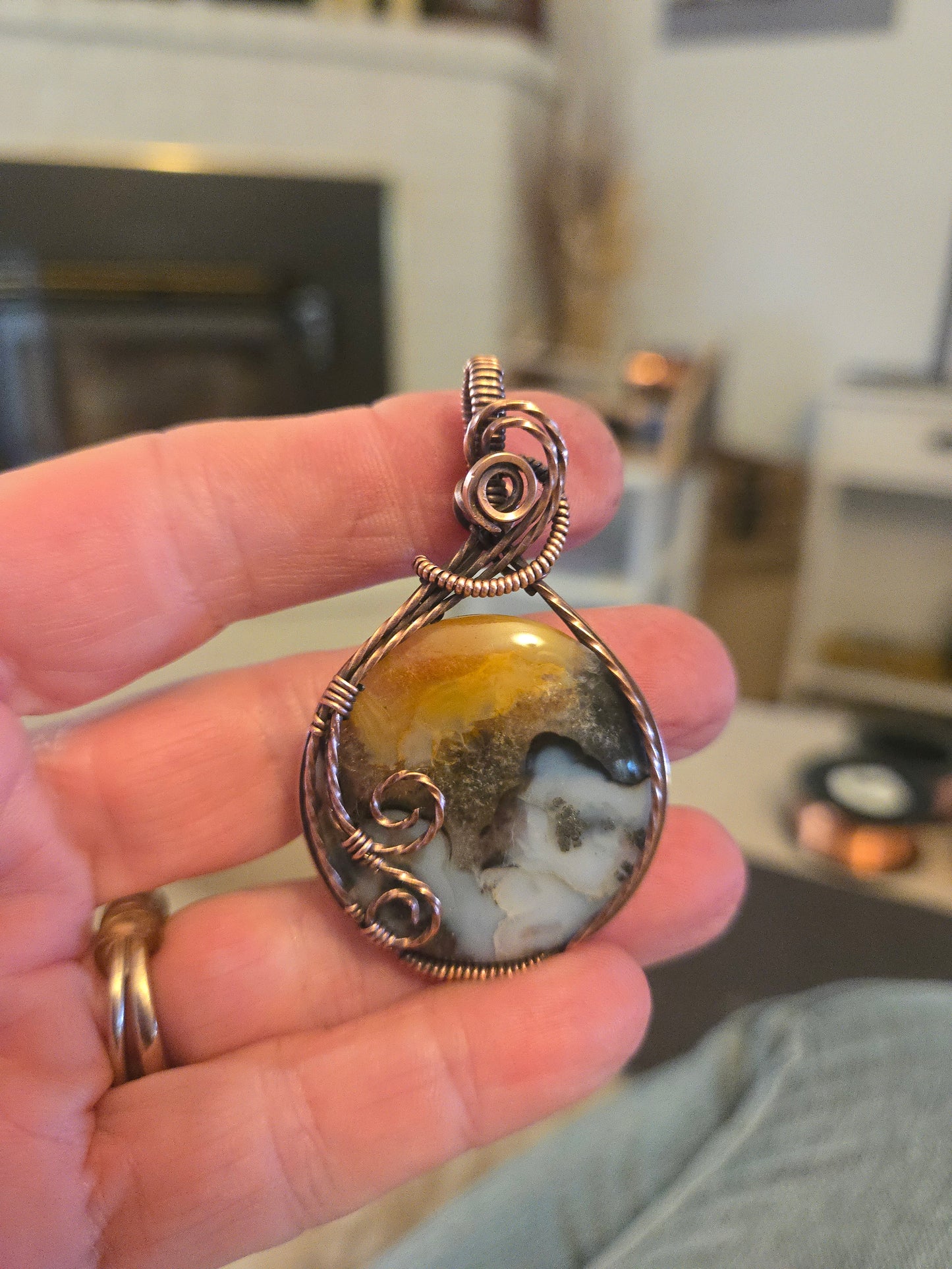 Black Marcasite in Antiqued Copper Wire