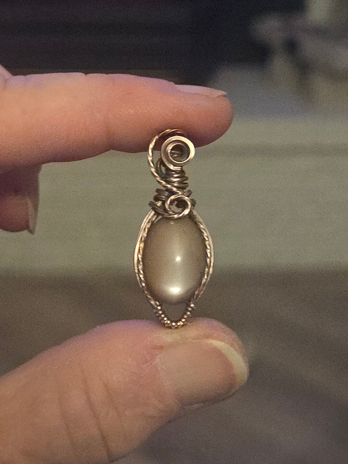 White/Gold Moonstone in Antiqued Copper Wire