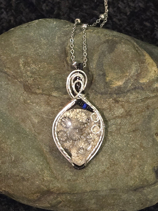Coral Fossil in Sterling Silver