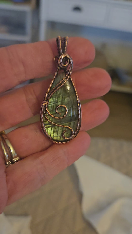 Labradorite in Antiqued Copper Wire