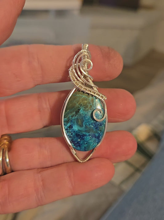 Azurite in Sterling Silver Wire