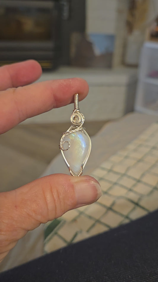 Moonstone in Silver Plated Wire