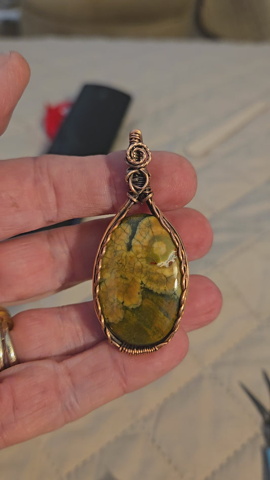 Rhyolite in Antiqued Copper Wire