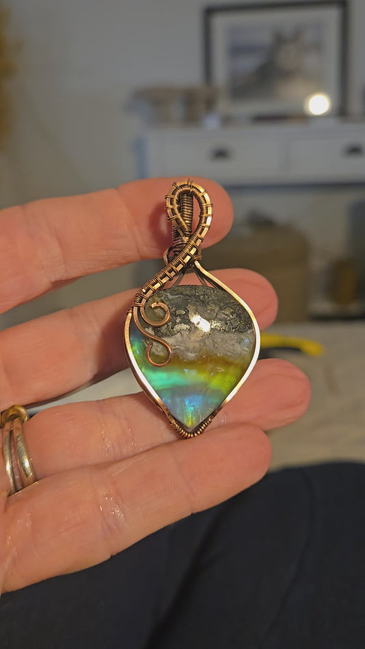Marcasite Doublet in Antiqued Copper Wire