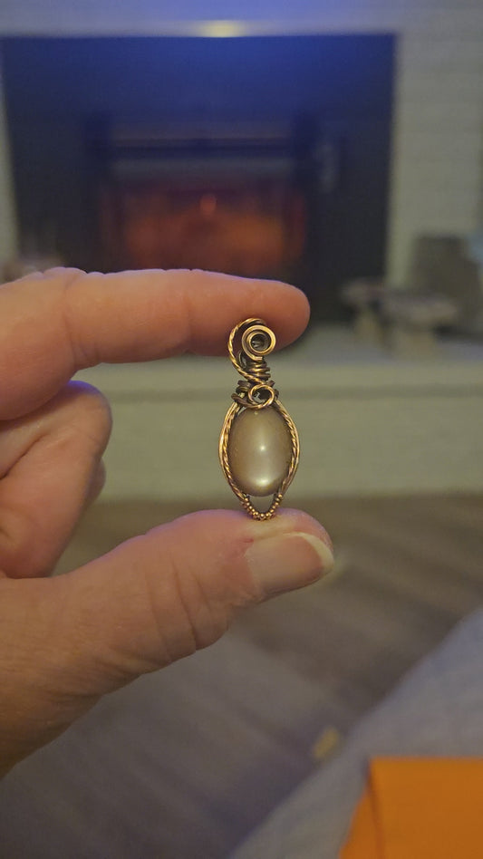White/Gold Moonstone in Antiqued Copper Wire