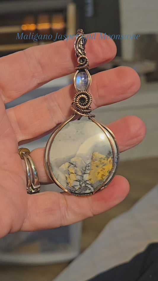 Maligano Jasper and Moonstone in Antiqued Copper