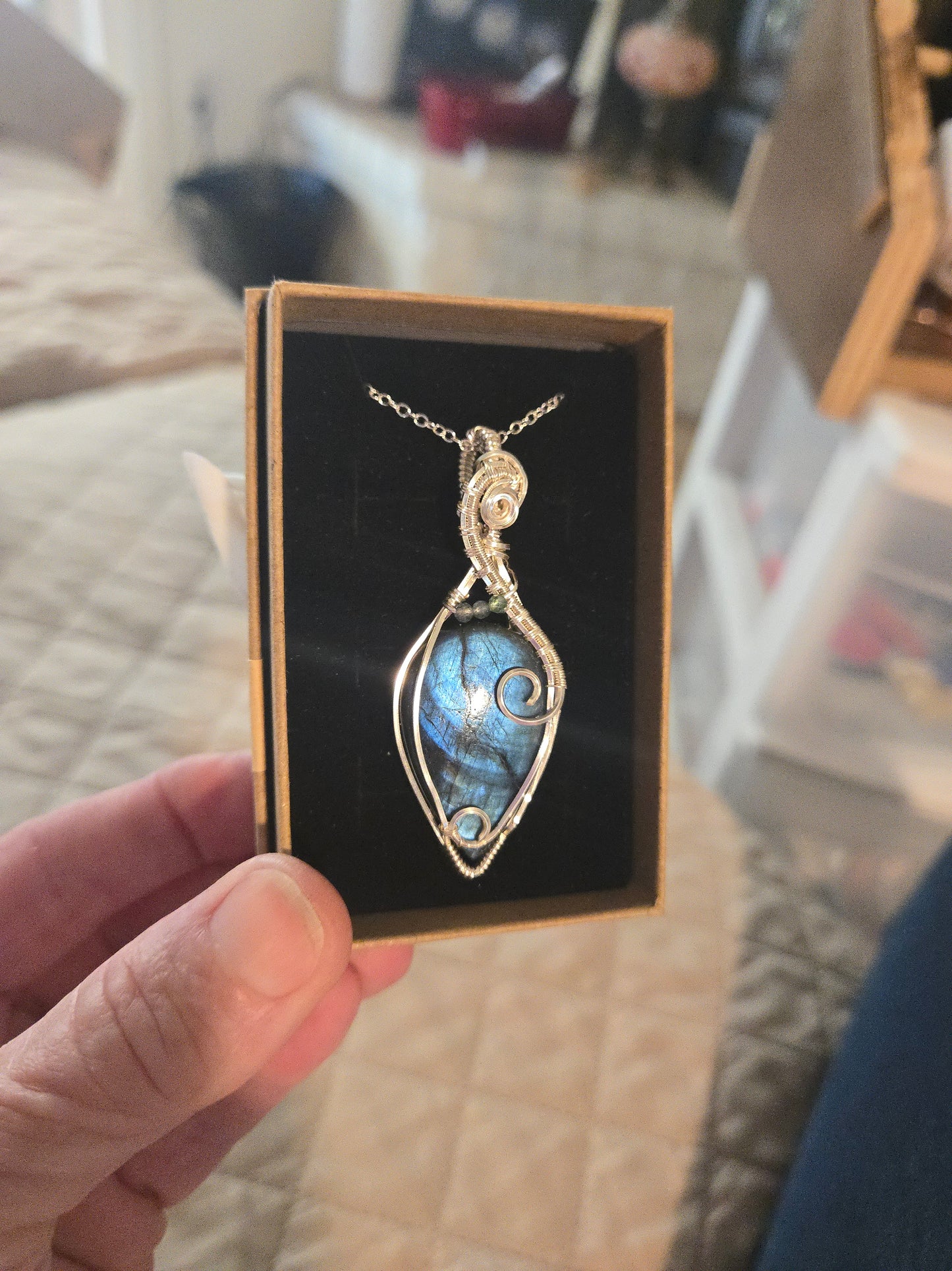 Labradorite in Silver Plated Wire