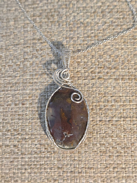Moss Agate in Sterling Silver Wire