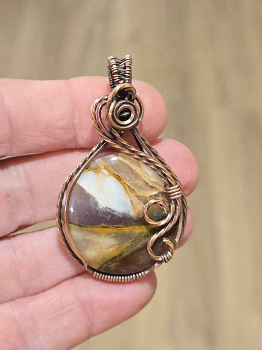 Common Opal in Antiqued Copper Wire