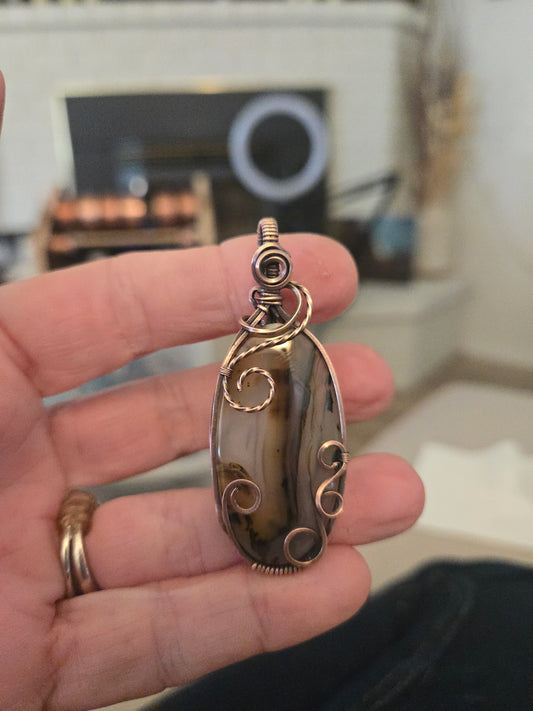 Montana Agate in Oxidized Copper Wire