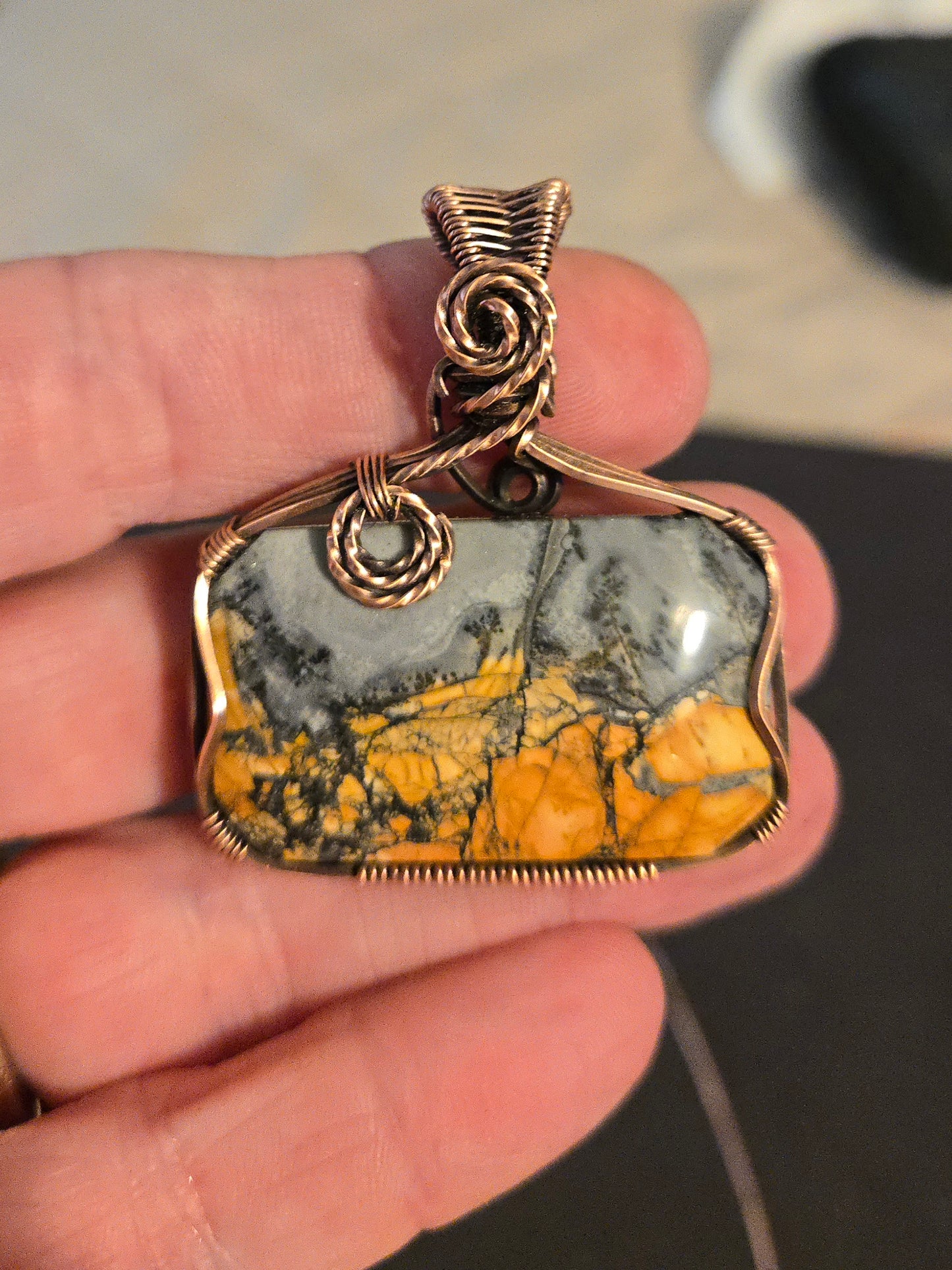 Maligano Jasper in Antiqued Copper