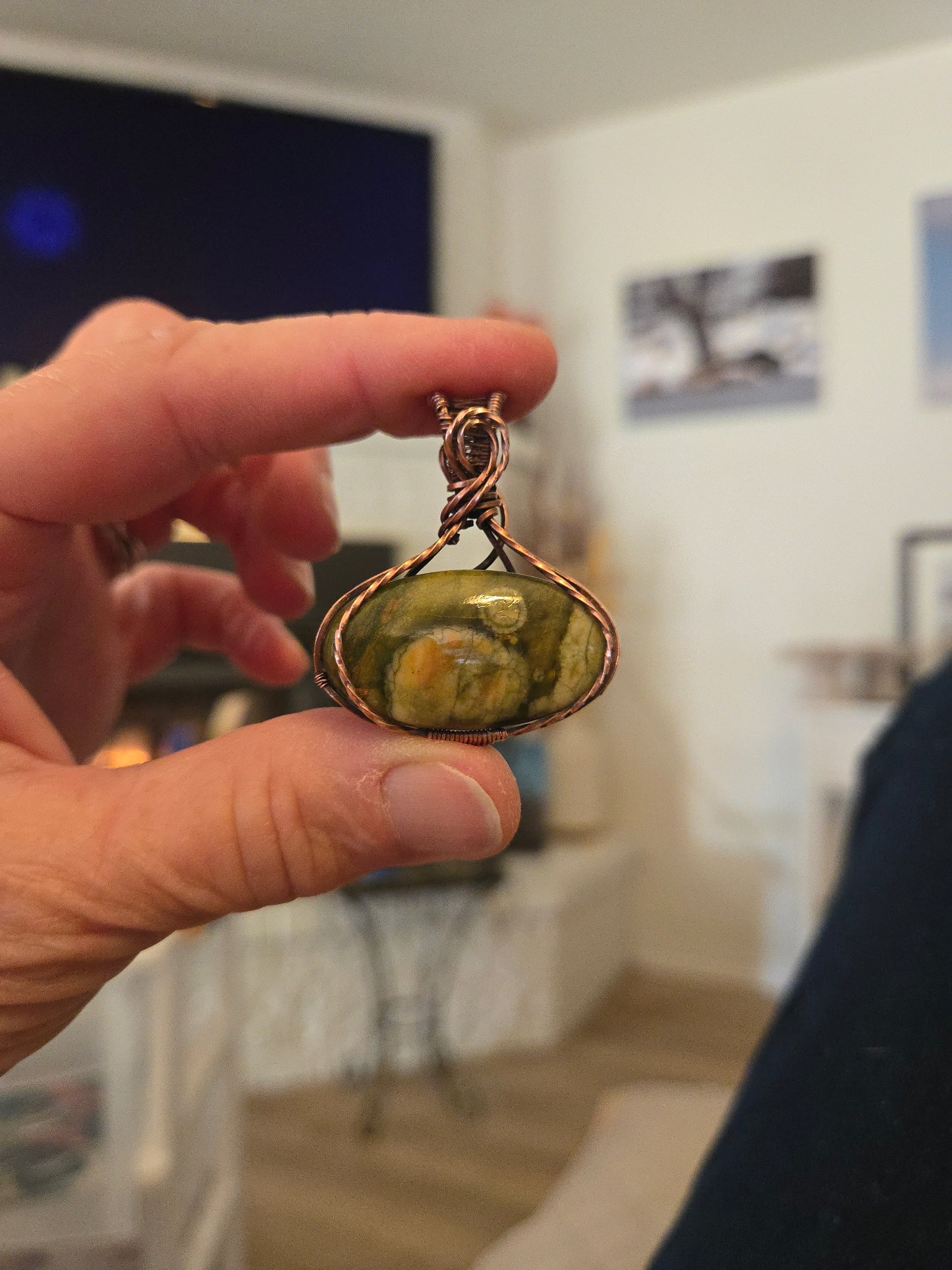 Rhyolite in Antiqued Copper Wire