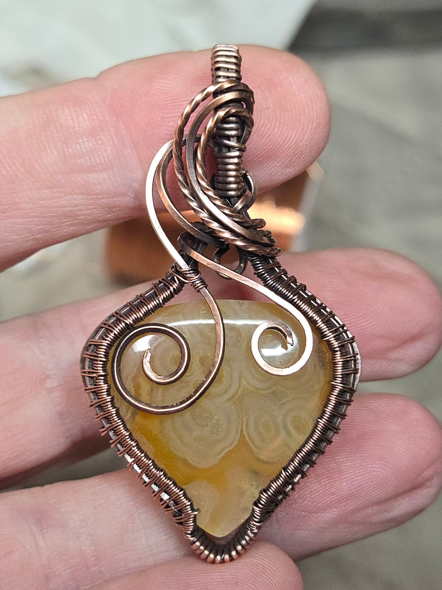 Sumatra Agate in Antiqued Copper Wire