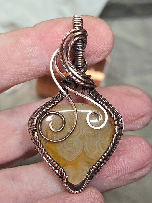 Sumatra Agate in Antiqued Copper Wire