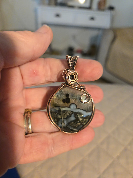 Black Marcasite in Antiqued Copper Wire
