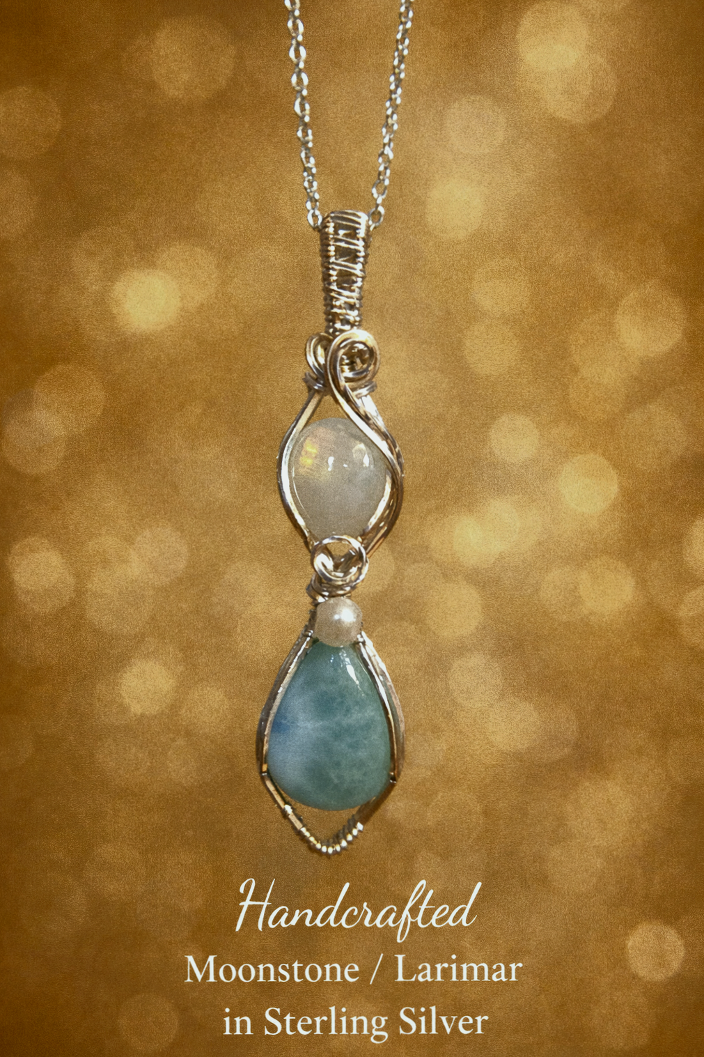 Larimar with Moonstone in Sterling Silver !!