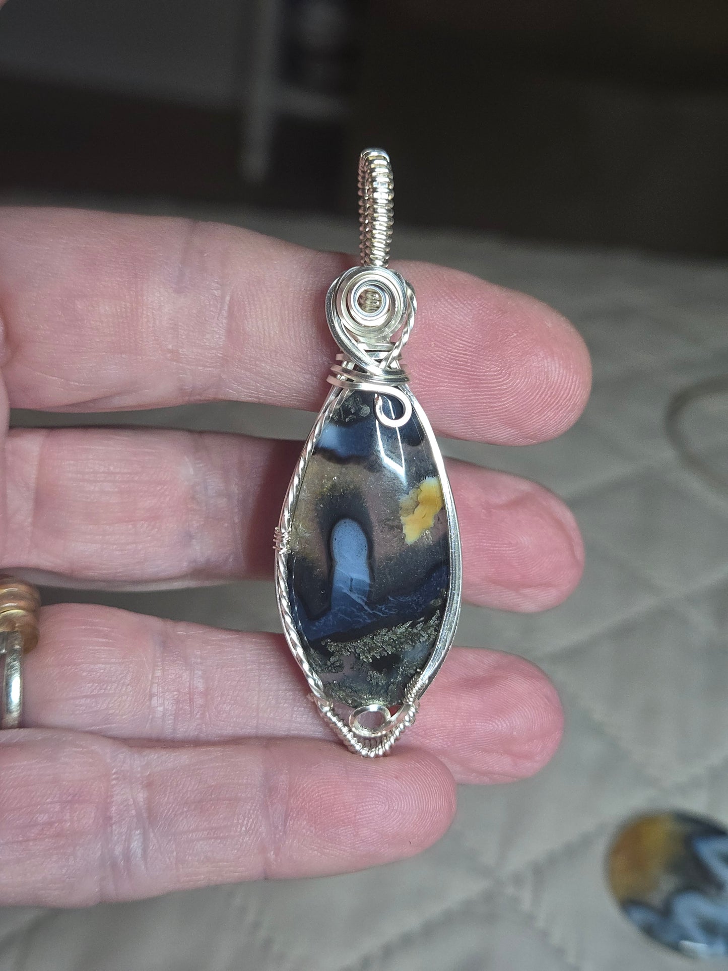 Black Marcasite in Silver Plated Wire
