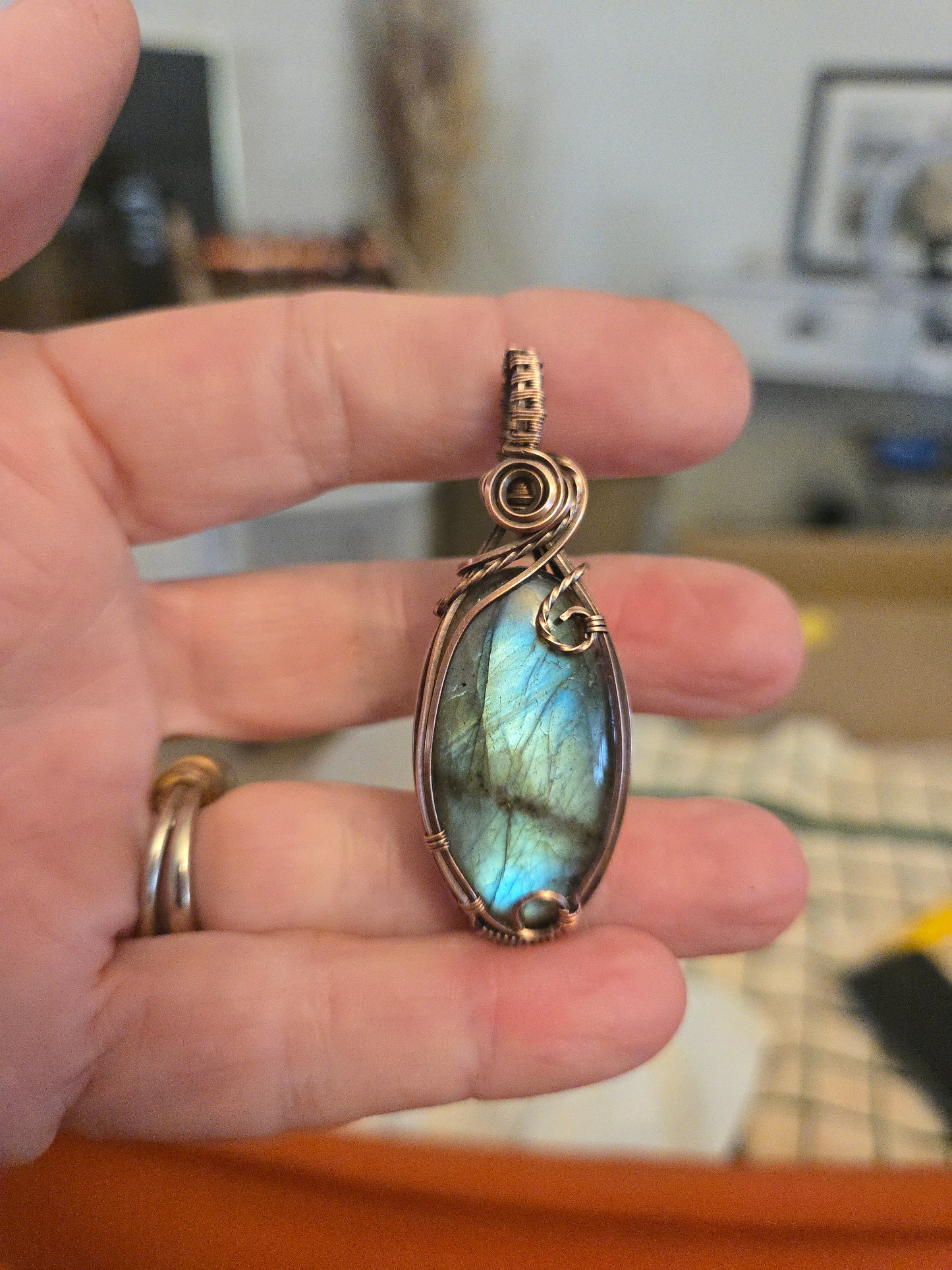 Labradorite in Antiqued Copper Wire