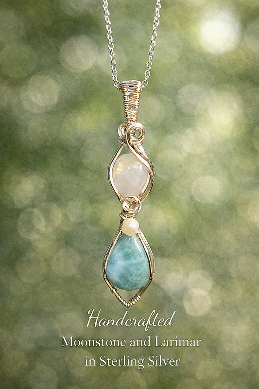 Larimar with Moonstone in Sterling Silver !!