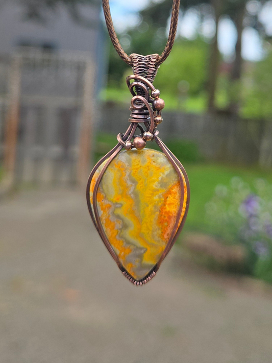 Bumblebee Jasper in Oxidized Copper Wire