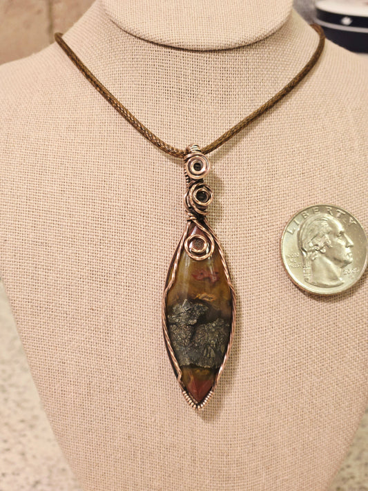 Red Marcasite in Antiqued Copper Wire