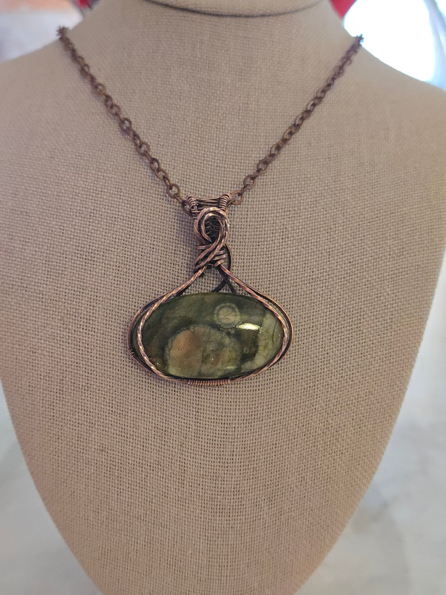 Rhyolite in Antiqued Copper Wire