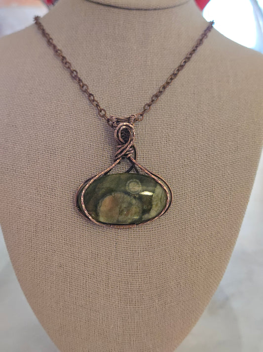 Rhyolite in Antiqued Copper Wire