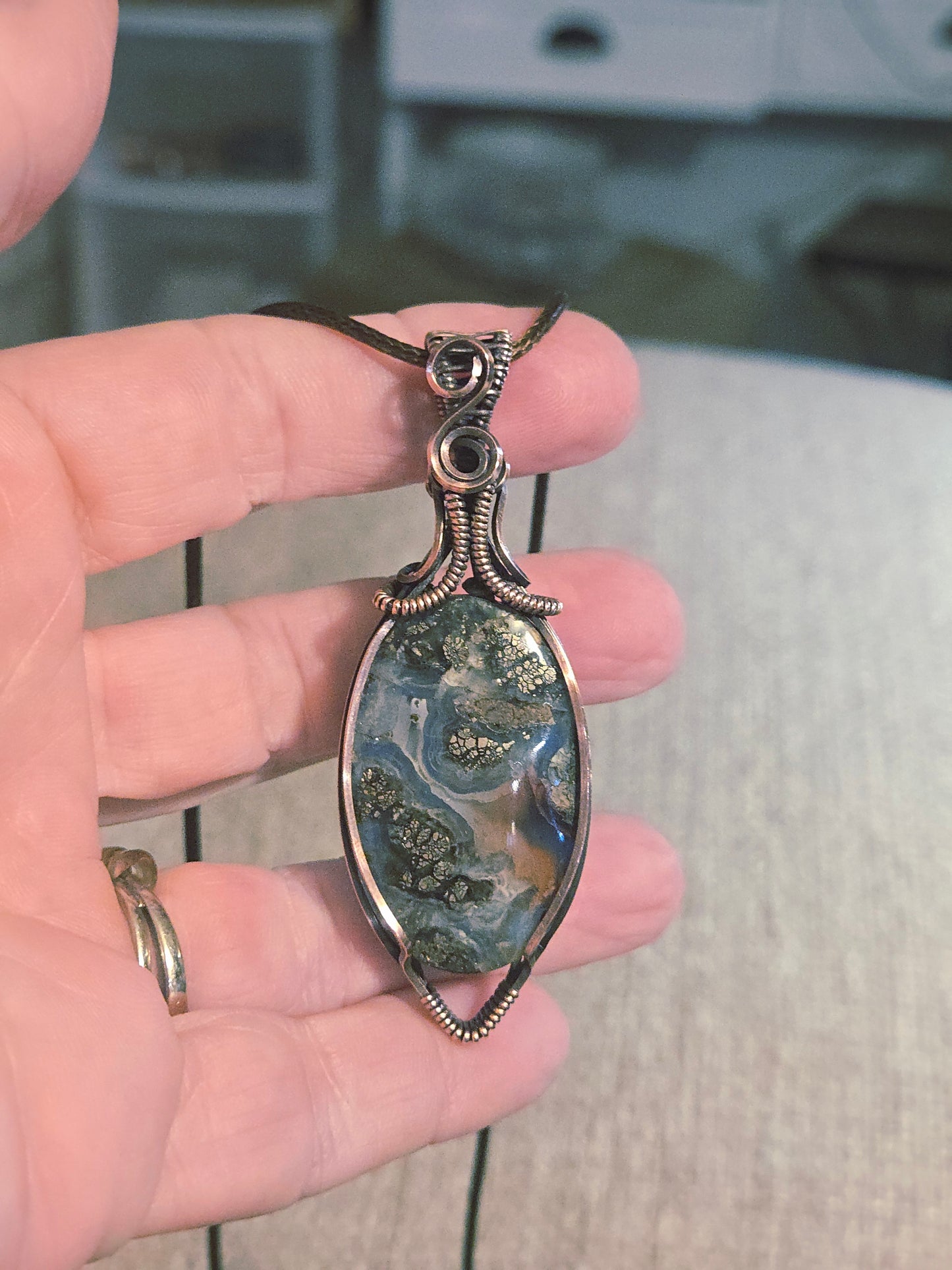 Marcasite Doublet in Antiqued Copper Wire