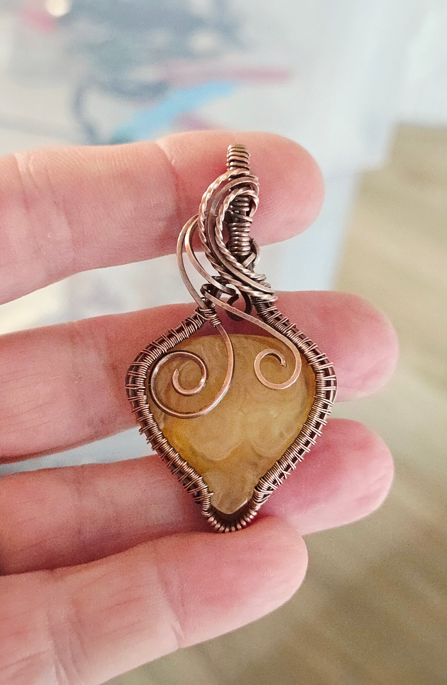 Sumatra Agate in Antiqued Copper Wire