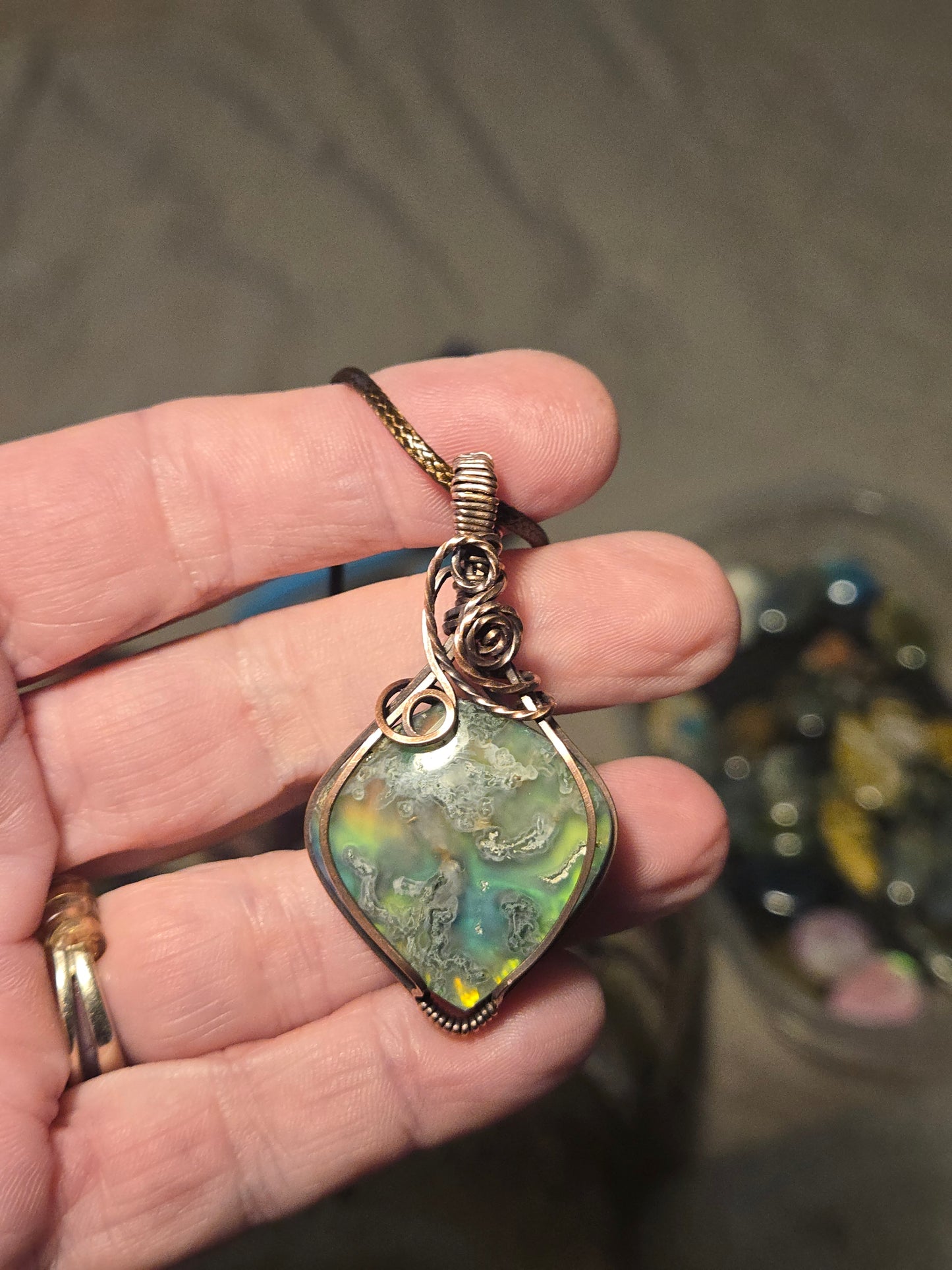 Marcasite Doublet in Antiqued Copper Wire