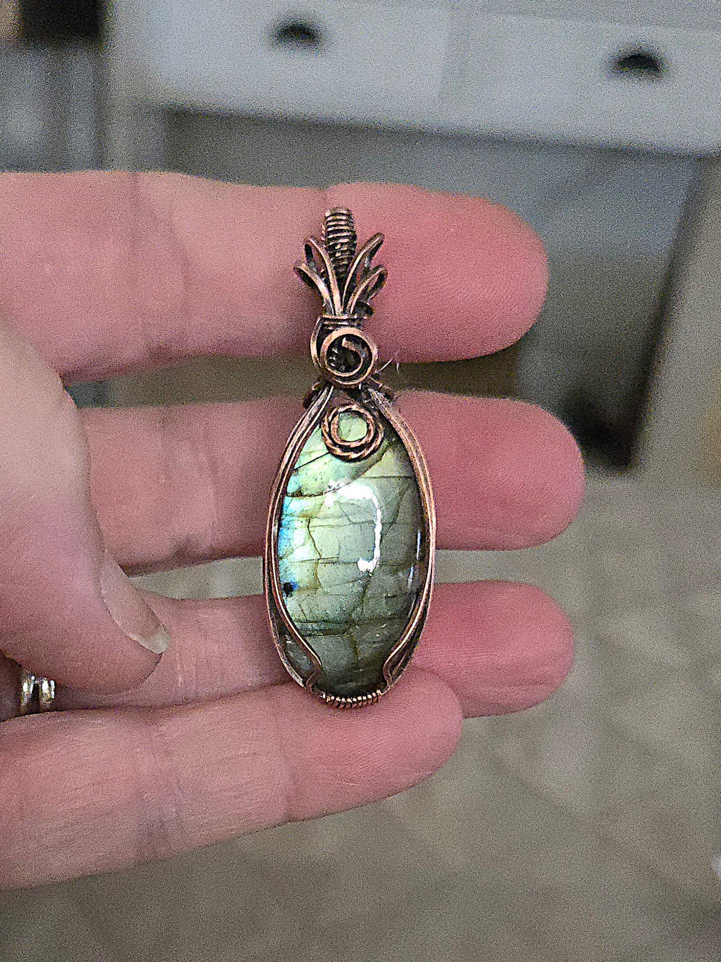 Labradorite in Antiqued Copper Wire
