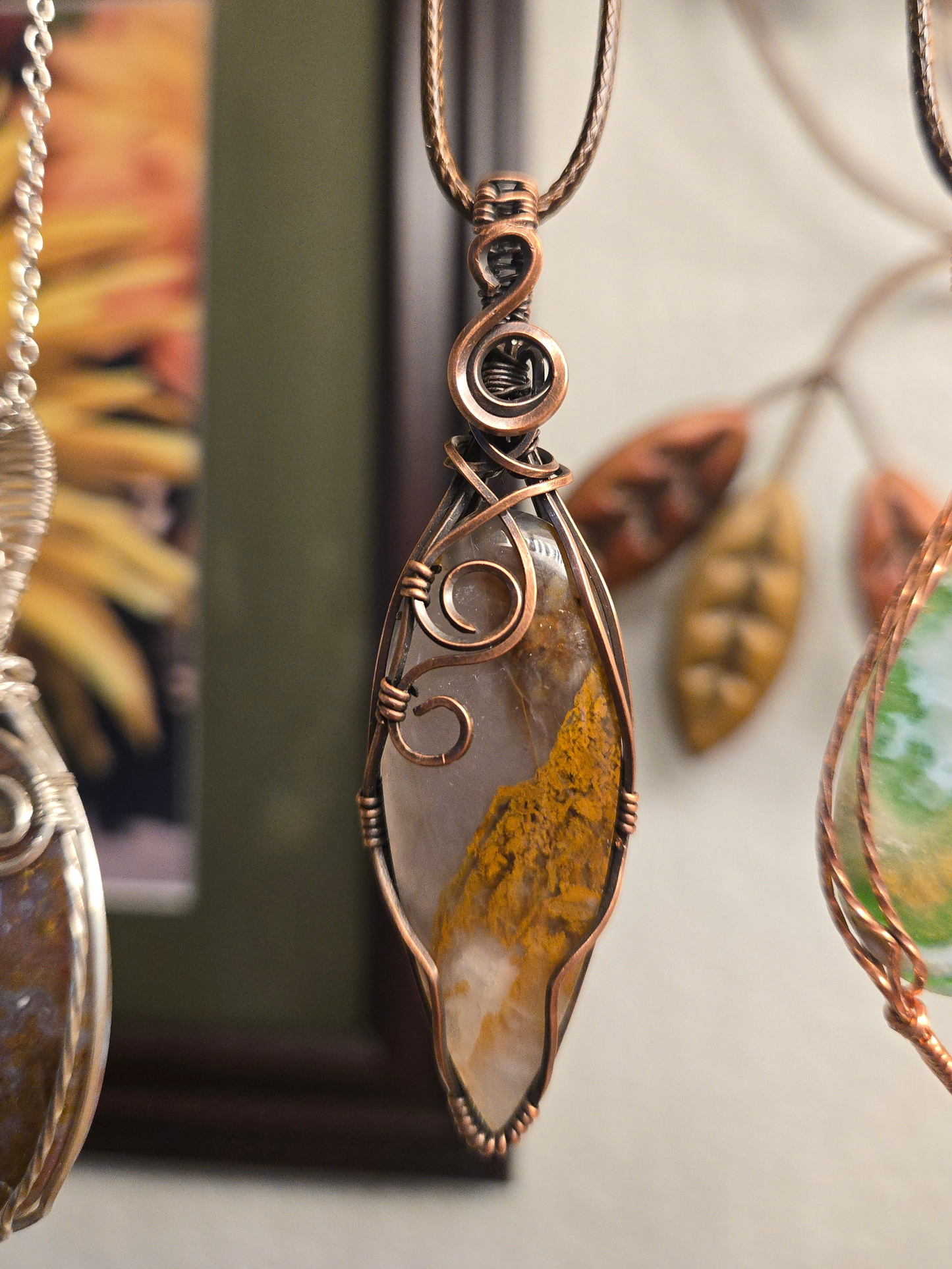 Common Opal in Antiqued Copper Wire