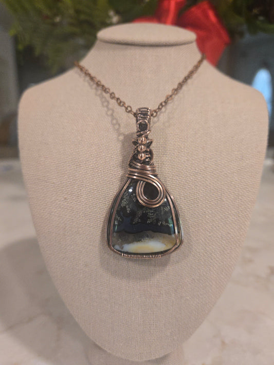 Black Marcasite in Antiqued Copper Wire